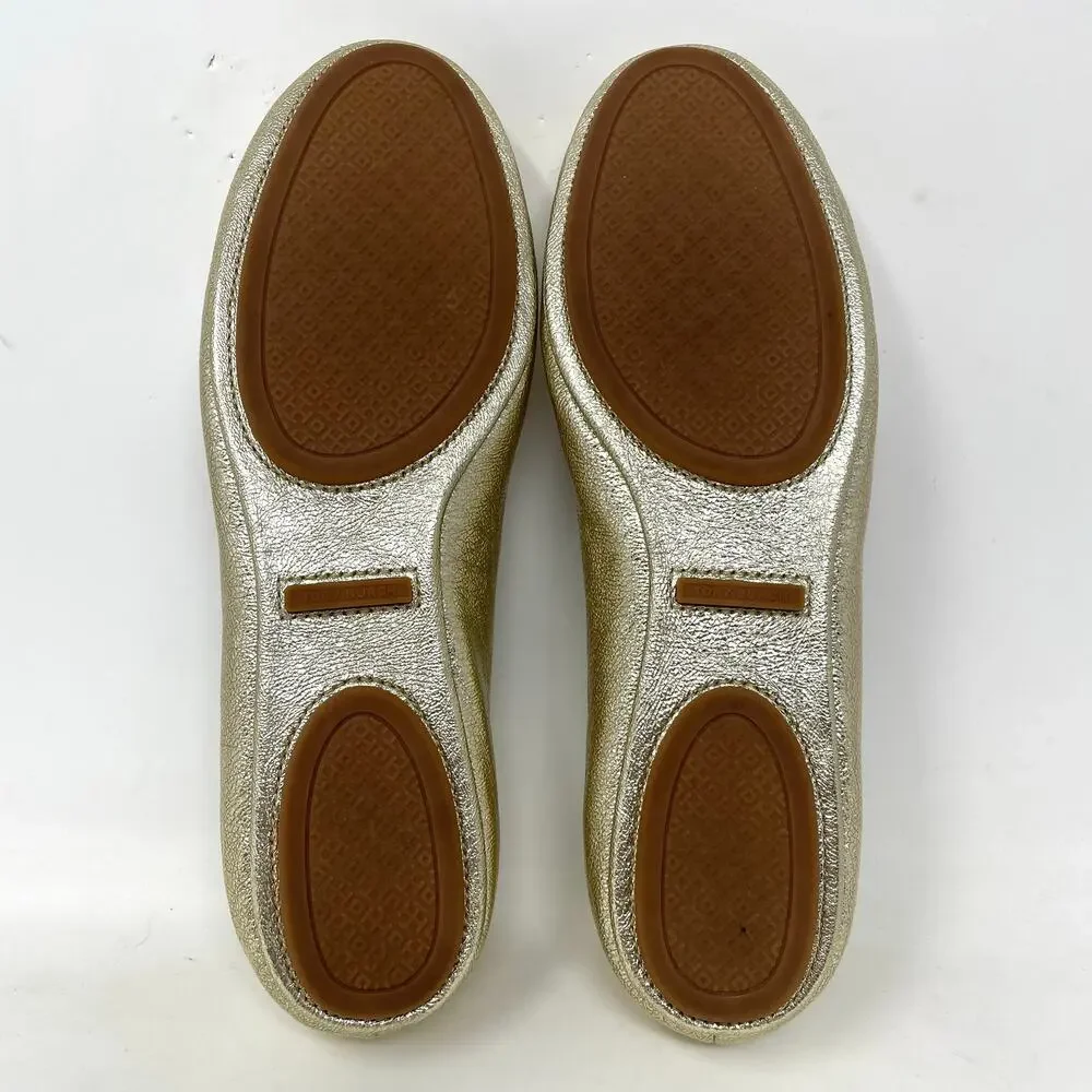 Tory Burch Gold Logo Ballet Flats